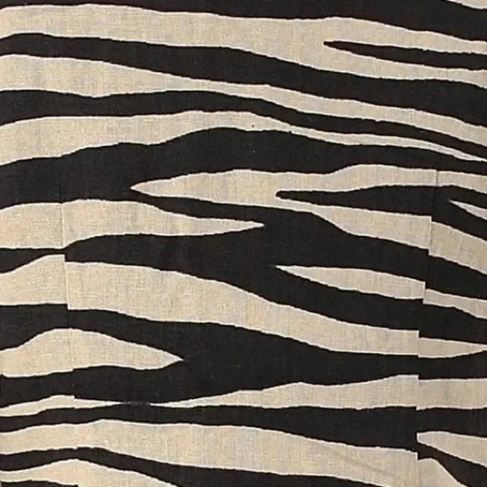 Alberto Malaki Linen Blend Tan Black Zebra Animal Stripe Open Blazer Size Small